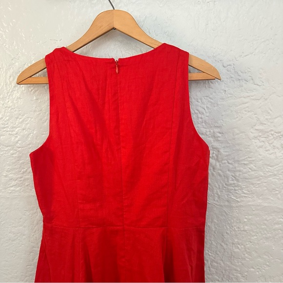 Boden Fit-and-Flare Linen Mini Dress In Vermillion Red - Picture 12 of 13